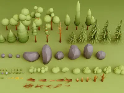 Stylized Nature pack by IGS Low-poly 3D model