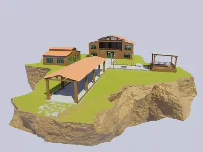 Wood Buildings 3D model