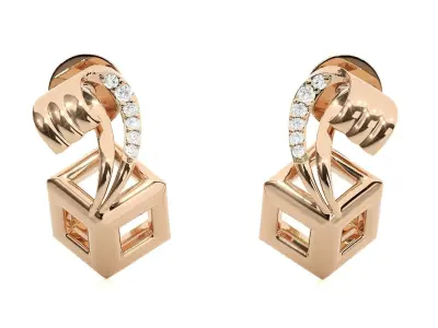 Cubical Light wt Pendant Earrings Set 3dm stl obj mtl gltf glb 3D print model