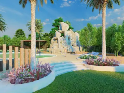 Luxurious Hotel Swimming pool 3D model