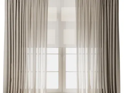 Linen Curtain - Roller bilnd collections 016 HBH Low-poly 3D model