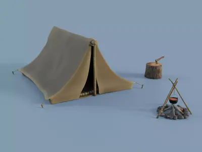Camp Tier 2 Low-poly 3D model