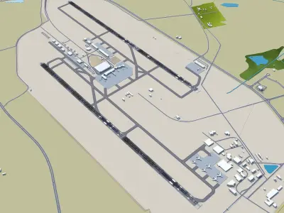Jackson - Medgar Wiley Evers Airport 10km Low-poly 3D model