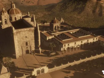 Colonial Convent Church Environment Low-poly 3D model