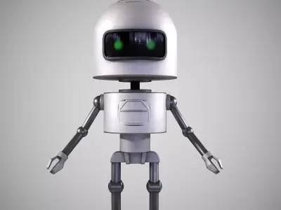 A low-poly 3D modelof a white Robot  Low-poly 3D model