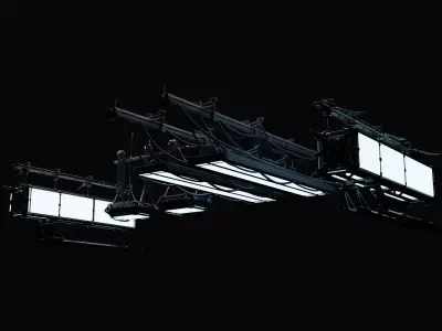 Concert Stage Lights Truss System Set of 3 3D model