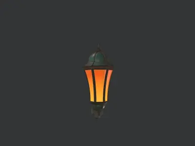 Lantern street lamp Low-poly 3D model