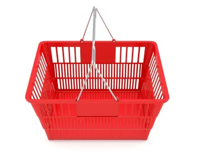 Supermarket Hand Baskets with Chrome Handles 3D model