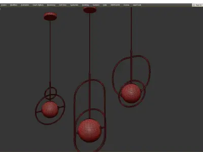 CHARADE three brass pendant lights with ball in middle Low-poly 3D model