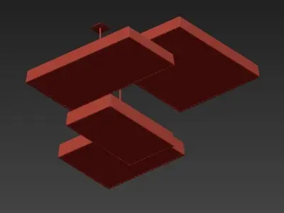 Briggs three gold and squares hanging from ceiling 3D model