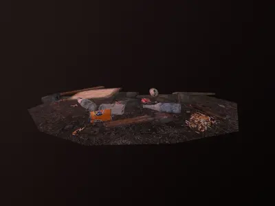Set of garbage Low-poly 3D model