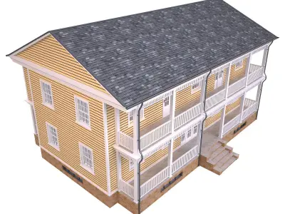 House 5 two story Low-poly 3D model