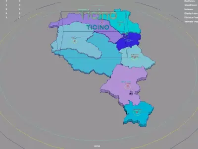 Ticino  Switzerland map region geography political geographic 3D model