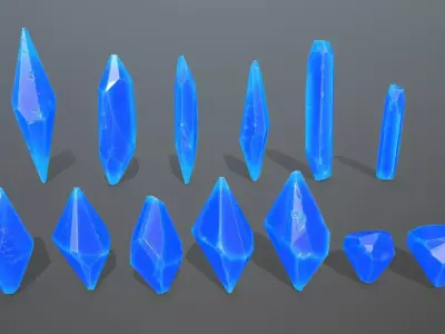 Crystal Set of crystals Low-poly 3D model