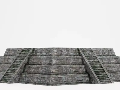 Mayan Pyramid V4 - Weathered Ancient Temple Architecture 3D model