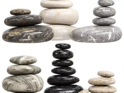 Sea stones for spa Low-poly 3D model