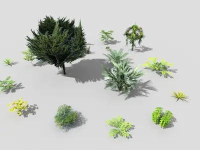 low poly foliage pack Low-poly 3D model