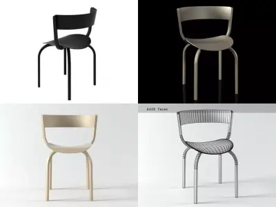 404 four different chairs 3D model
