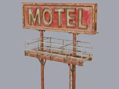 Old Motel Sign Low-poly 3D model