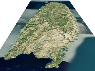 Brac island 3D model terrain Low-poly 3D model