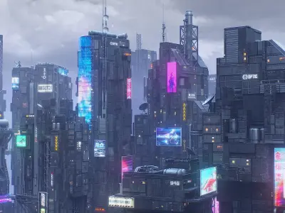 Scifi Building Cyberpunk Futuristic Building Vol 3 Low-poly 3D model