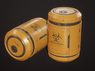Sci-Fi Biohazard Barrel 5 Color Options LODs - PBR Game Ready  Low-poly 3D model
