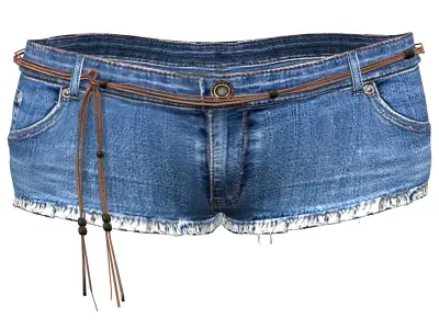 Mini Shorts With Cords Belt Low-poly 3D model