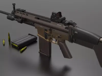 FN Scar Gun Low-poly 3D model