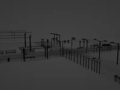 Road Assets Pack Urban Modular Set Low-poly 3D model