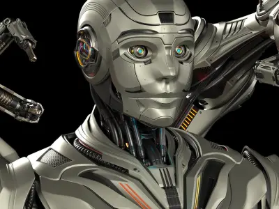 Robot Humanoid B2 - Rigged and Animated 3D model