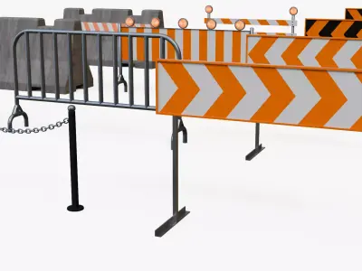 Street Barriers v2 Low-poly 3D model