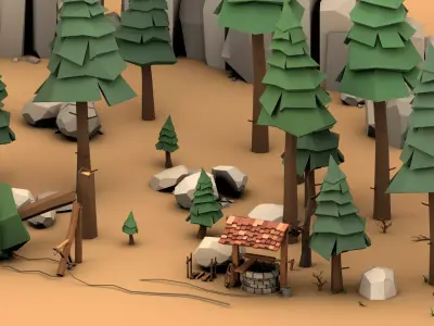 Survival Pack - Low Poly Stylized Forest Environment Low-poly 3D model