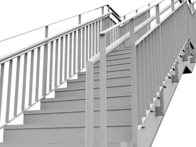 Architectural Staircase with Steel Handrail and Steel Guard 3D model