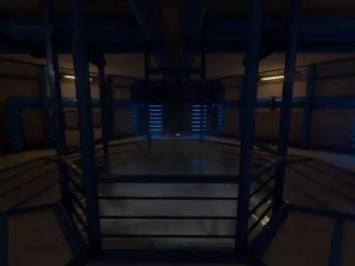 Sewers room with lights and pipes 3D model