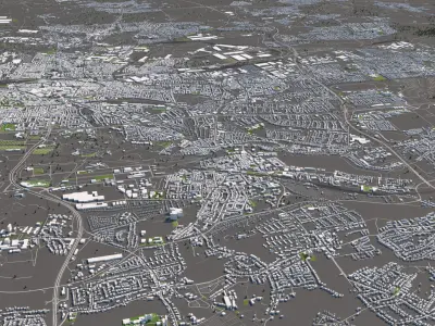 Dortmund Germany 50x50km 3D City Map 3D model