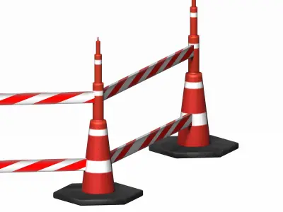 Red-white striped pontoon barrier Low-poly 3D model