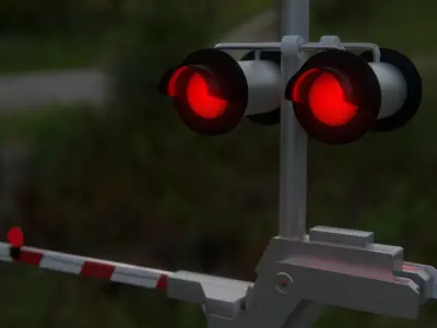 Level crossing - Railroad crossing with lights US Railway 3D model