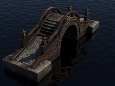 Chinese Stone Arch Bridge for Gardens 3D model