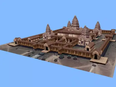 Angkor Wat monument Cambodia low-poly 3d model Low-poly 3D model