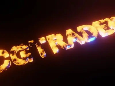 Customizable Sci-fi Animated Flaming Text Low-poly 3D model