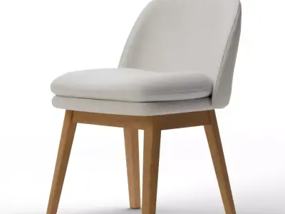 Wayne Dining Chair Boucle White Blonde Low-poly 3D model