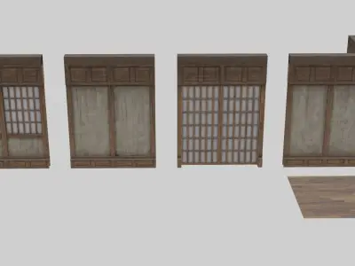 Low Poly Modular Japanese House With PBR Materials Low-poly 3D model