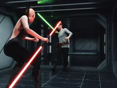Jedi vs Sith Scene and T Pose Rigged Character 3D model