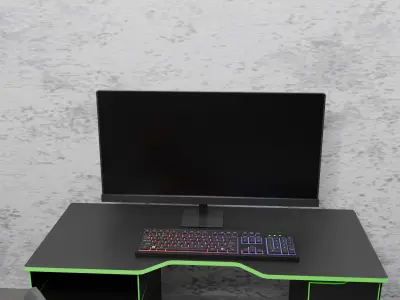 Black Modern Stylish Gaming Desk Low-poly 3D model