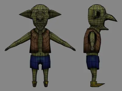Goblin LowPoly gnome character Free low-poly 3D model