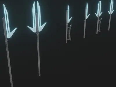 Sci-fi spears and swords collection pack Low-poly 3D model
