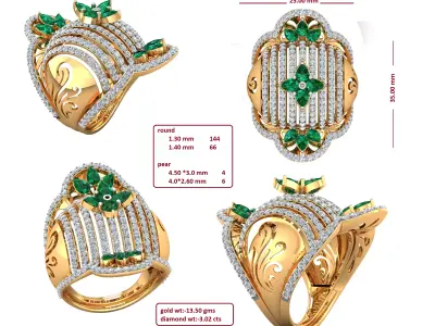 Diamond Ring for Women 3D print model 24