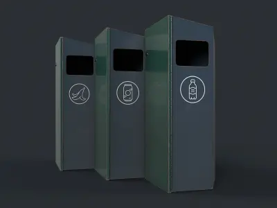 Street Trash Can 16 PBR Game Ready Low-poly 3D model