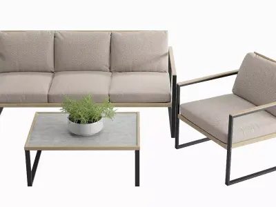 Outdoor Qubik custom furnitures set 3D model