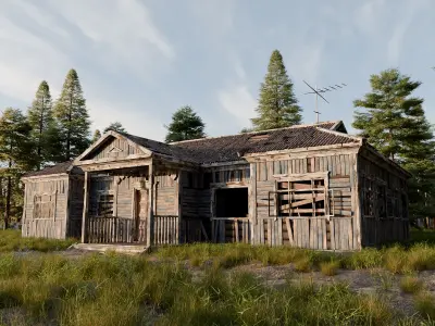 Abandoned wooden house 3D model purchase